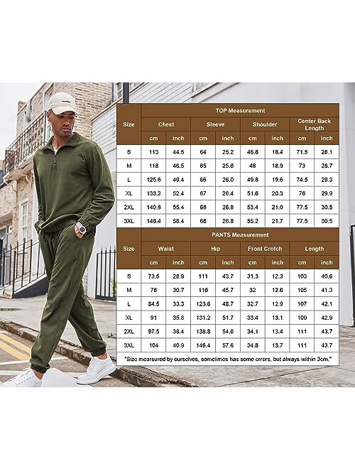 COOFANDY Men's 2 Piece Outfits Casual Long Sleeve Quarter Zip Polo Shirt Corduroy Pant Sets Fall Fashion Tracksuits
