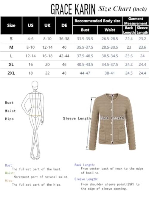 GRACE KARIN Women Button Down Sweater Jackets Long Sleeve Open Front Chunky Cropped Cardigan with Pockets