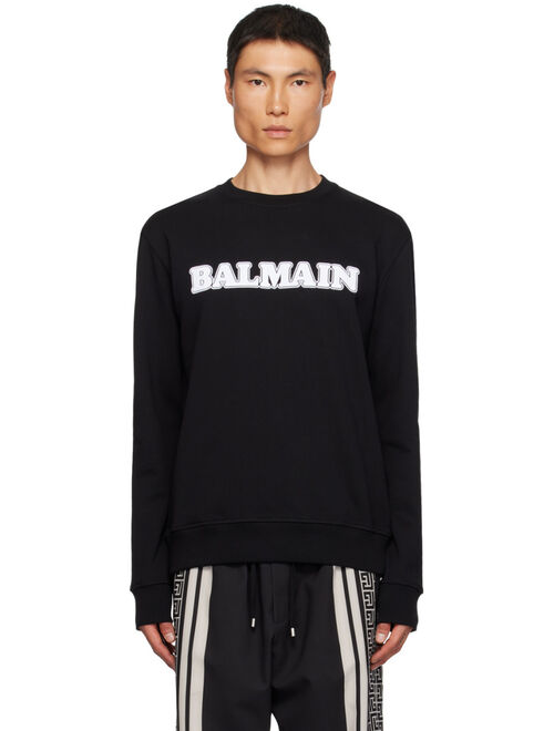BALMAIN Black Retro Flocked Sweatshirt