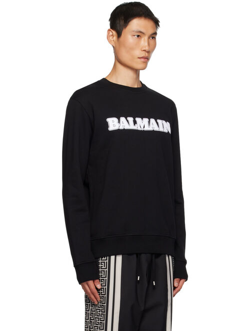 BALMAIN Black Retro Flocked Sweatshirt