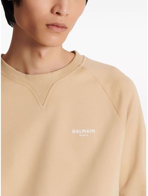 Balmain logo-flocked cotton sweatshirt