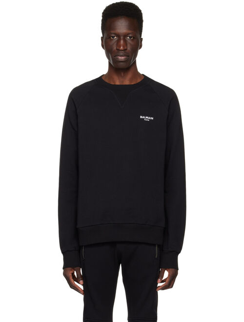 BALMAIN Black Flocked Sweatshirt