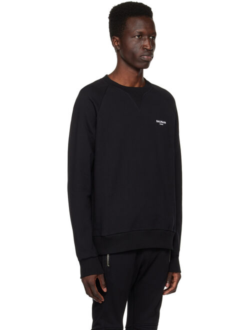 BALMAIN Black Flocked Sweatshirt
