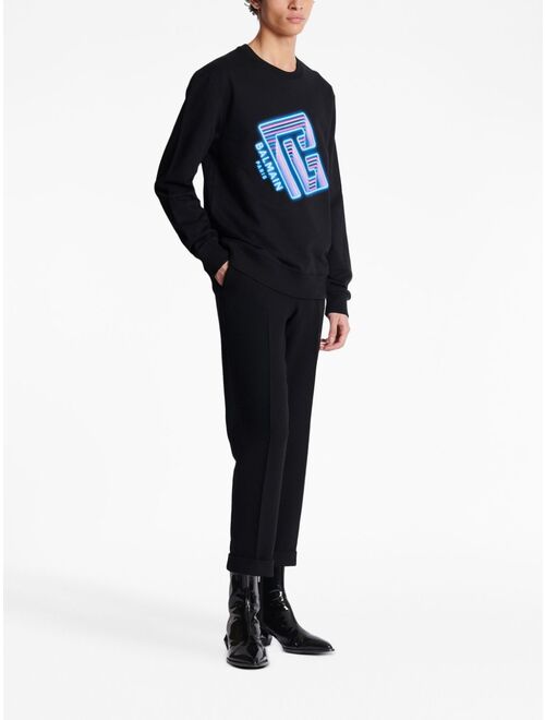 Balmain logo-print cotton sweatshirt