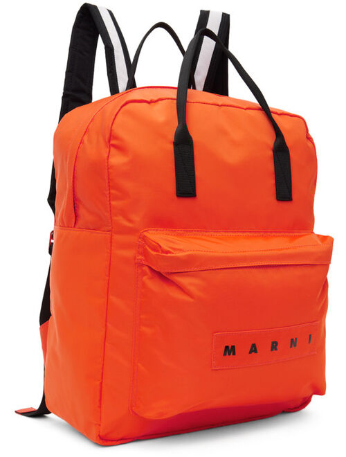 MARNI Kids Orange Logo Backpack