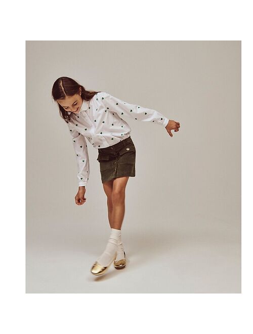 J.Crew Girls' heart-embroidered button-up