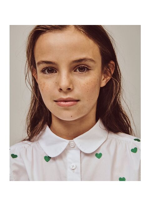 J.Crew Girls' heart-embroidered button-up