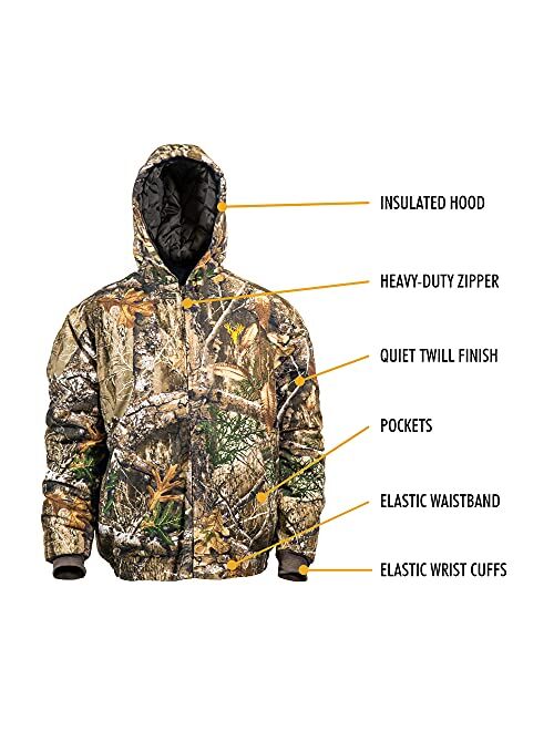 Realtree HOT SHOT Youth Insulated Twill Camo Hunting Jacket - Camo with Cotton Shell, for cold weather, bird and deer hunting