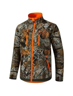 BASSDASH Mens Reversible Insulated Hunting Jacket Lightweight Silent Water Resistant Windproof Camo Fishing Winter Coat