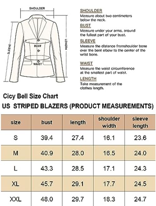 Cicy Bell Women's Woolen Blazer Jackets Casual Long Sleeve Notch Lapel Open Front Work Office Blazers