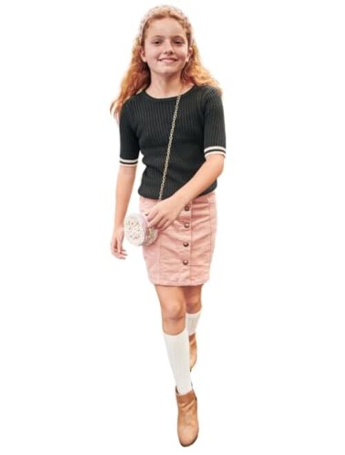 KIDPIK Girls Corudroy Mini Skirt Button Front, Size: 4-16