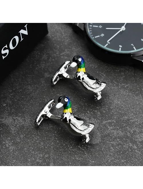 Hawson Silver Tone Duck Cufflinks For Men With Gift Box