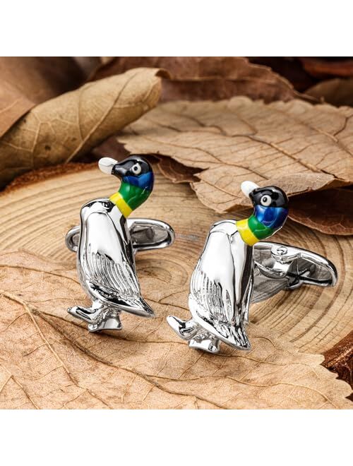 Hawson Silver Tone Duck Cufflinks For Men With Gift Box