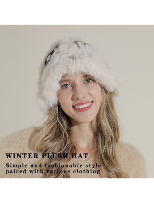 kozinu Crochet Bucket Hat for Women Knit Handmade Foldable Floppy Warm Cap Fashion Cute Fishing Hat Striped Floral Winter hat