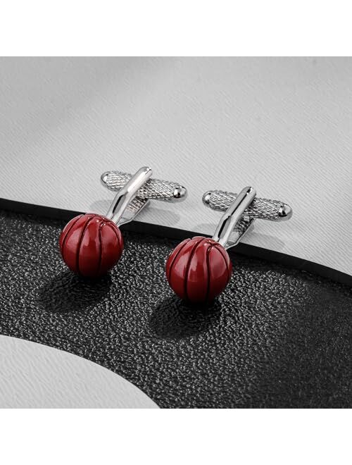 Hawson 3D Red Basketball Men's Cuff links With Gift Box.