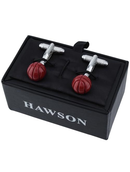 Hawson 3D Red Basketball Men's Cuff links With Gift Box.