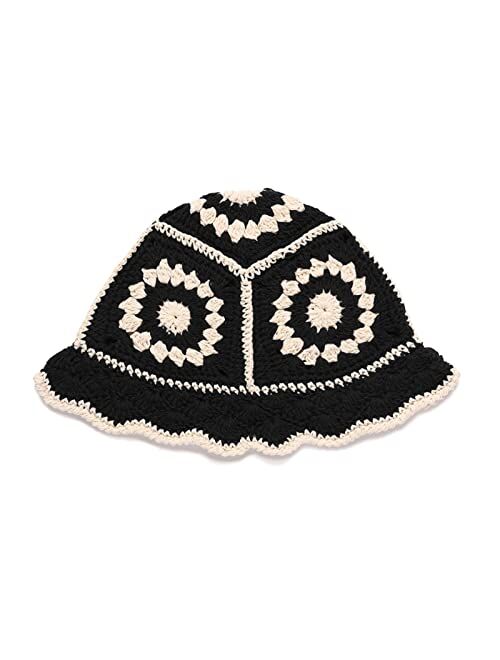 JiaTL WeyJia Crochet Bucket Hat for Women Knit Handmade Foldable Floppy Beach Hat Fashion Cute Comfy and Casual