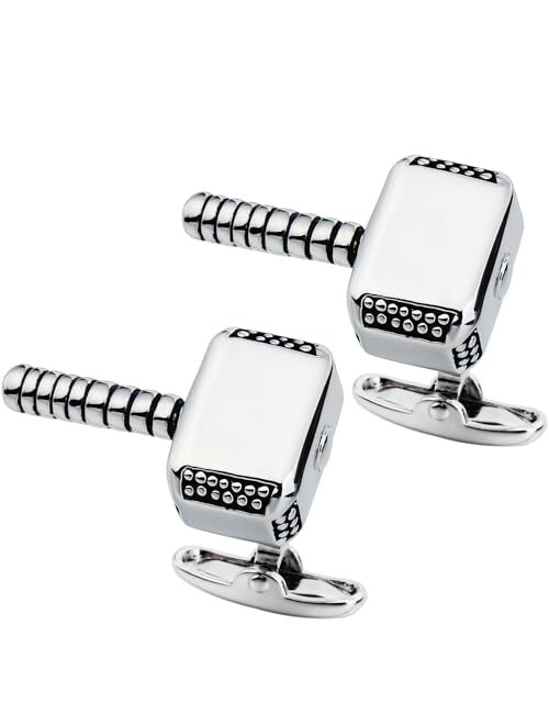 Hawson Thor's Hammer Cufflinks For Men in Silver Tone With Gift Box.