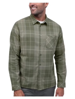 INTO THE AM Men's Long Sleeve Flannel Shirts - Casual Button Down Regular Fit S - 4XL