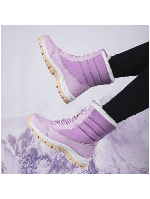 Shein New Arrival Thickened WomenS High-Top Black Anti-Slip Snow Boots For Outdoor Activities, Hiking, Fashionable Sports Shoes Or Couples Travel Shoes For Men And Women