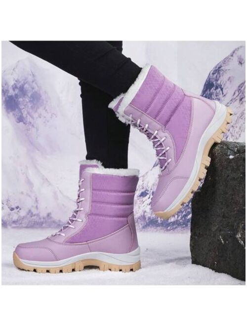 Shein New Arrival Thickened WomenS High-Top Black Anti-Slip Snow Boots For Outdoor Activities, Hiking, Fashionable Sports Shoes Or Couples Travel Shoes For Men And Women