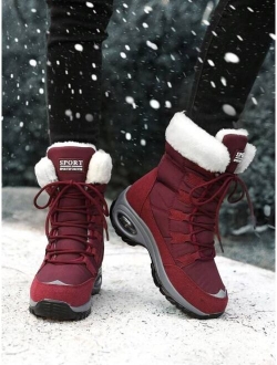 Women's Mid-calf Snow Boots With Warm Plush Lining, Thickened And Anti-slip, Suitable For Northern Snowy Areas And Outdoor Skiing Activities