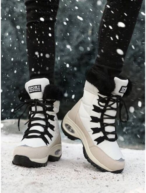Shein Women's Mid-calf Snow Boots With Warm Plush Lining, Thickened And Anti-slip, Suitable For Northern Snowy Areas And Outdoor Skiing Activities