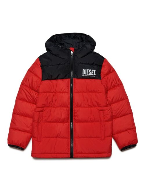 Diesel Kids logo-print hooded padded jacket