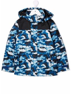 Kids camouflage-print hooded padded jacket