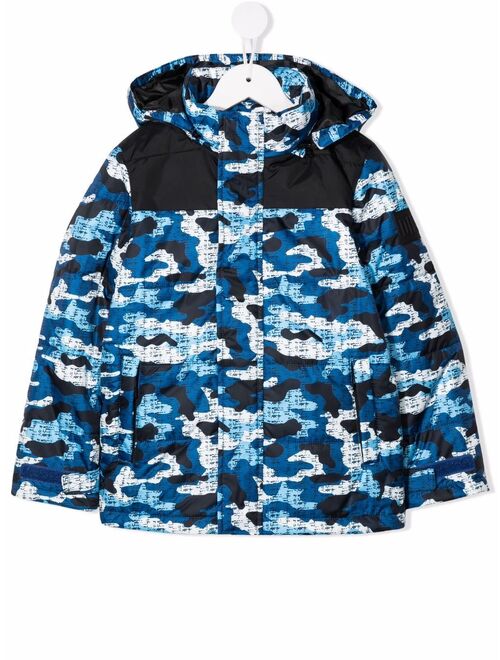 Diesel Kids camouflage-print hooded padded jacket