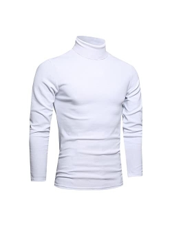 LONGBIDA Men's Turtleneck Slim Fit Pullover Top Long Sleeve Thermal Basic T Shirt