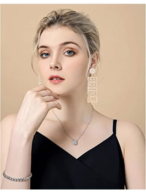 Heidkrueger Rhinestone Bride Earrings for Women Handmade Beaded BRIDE Letter Dangle Earring Wedding Bridal Earrings Bridesmaids Bachelorette Party Gift