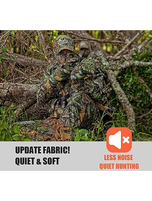 NAVEKULL Silent Hunting Clothes for Men Soft Shell Outdoor Hiking Jacket Camo Water Resistant Fleece Hooded Coat with Pockets