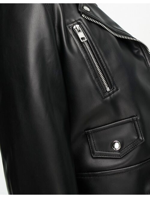 ASOS Petite ASOS DESIGN Petite ultimate faux leather biker jacket in black