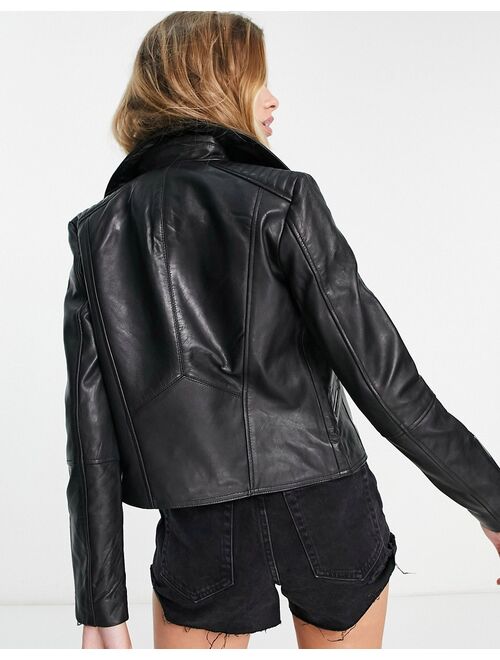 Barneys Originals Barney's Originals Belina real leather jacket in black