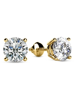 IGI Certified LAB-GROWN Round Cut Diamond Earrings 4 Prong Screw Back Ultra Premium Collection (H-I Color, VS1-VS2 Clarity)