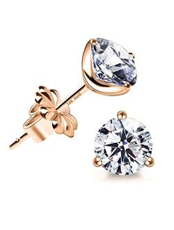 Raneecoco "STUNNING FLAME" 18K Gold Plated Silver Brilliant Cut Simulated Diamond Cubic Zirconia Stud Earrings