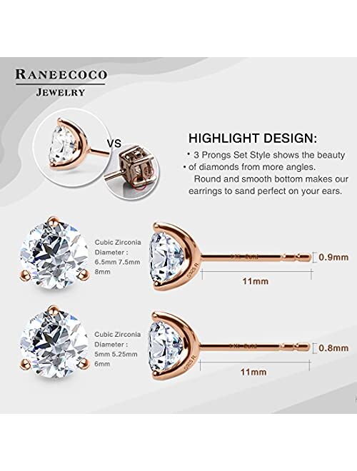 Raneecoco "STUNNING FLAME" 18K Gold Plated Silver Brilliant Cut Simulated Diamond Cubic Zirconia Stud Earrings