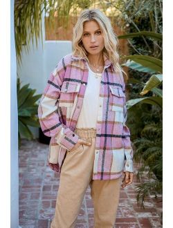 Choose Your Vibe Pink Plaid Shacket