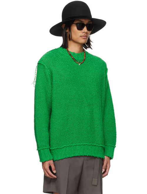 SACAI Green Loose Thread Sweater