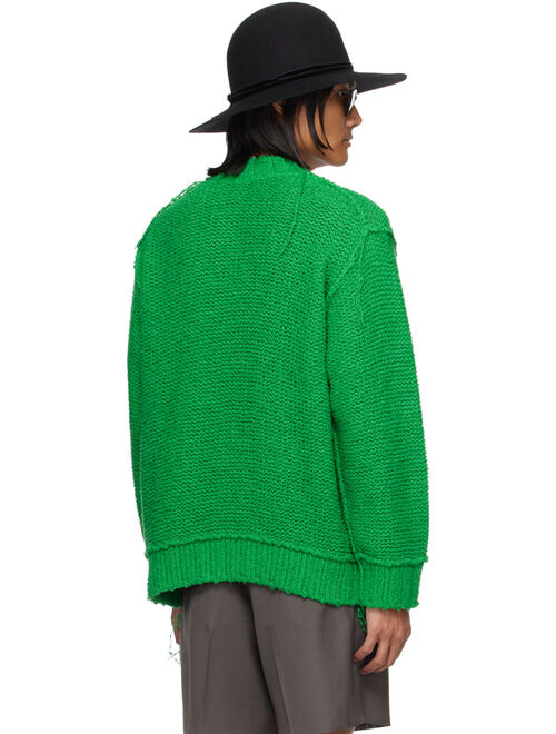 SACAI Green Loose Thread Sweater