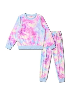 QPANCY Girls Pjs Set Two Piece Fleece Pajamas kids Fall Winter Long Sleeve pajamas Loungewear