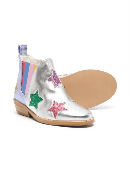 Stella McCartney Kids star-print metallic-finish boots
