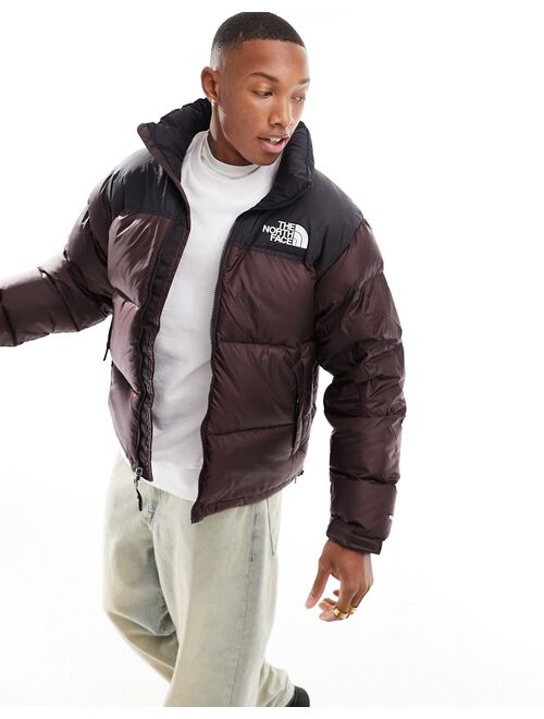 The North Face 1996 Nuptse down puffer jacket in brown and black