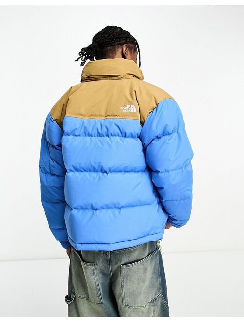 The North Face 92 Low-Fi Hi-Tek nuptse down puffer jacket in blue and brown