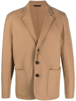 peak-lapels wool-blend blazer
