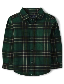 Baby Boys' and Toddler Long Sleeve Plaid Flannel Button Up Shirt