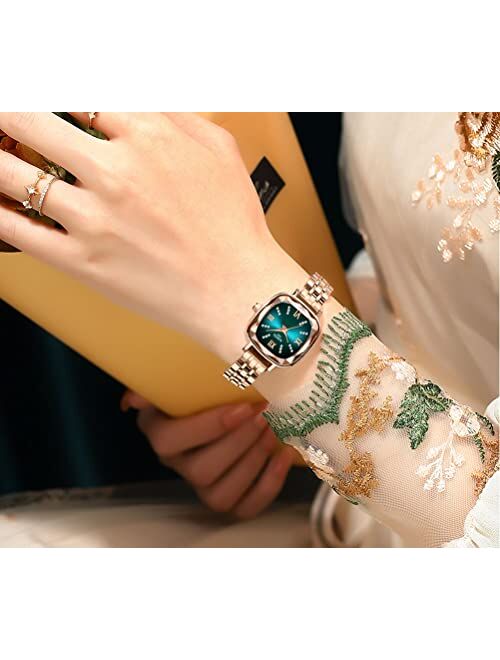 NIBOSI Watches for Women Luxury Fashion Dress Small Square Diamond Classic Stainless Steel Waterproof Analog Quartz Lady Wristwatch Gifts