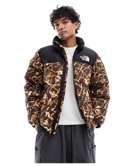1996 Nuptse down puffer jacket in brown abstract print