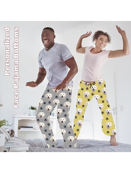 Liubai Custom Face Pajama Bottoms for Men Women Dog Face Pants Personalized Pajamas Couple Pj Trousers Gifts for Him Her